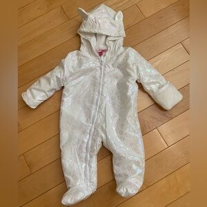 Adorable White with iridescent design Baby lightweight Snowsuit